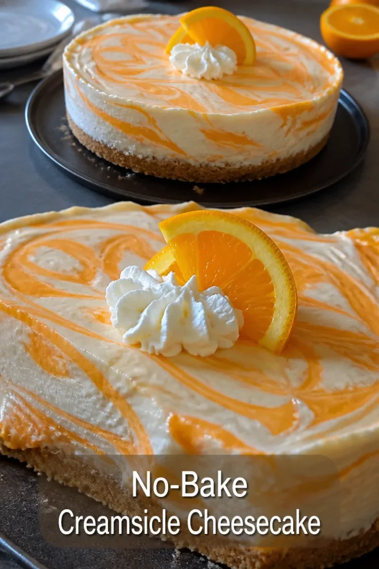 No-Bake Creamsicle Cheesecake voller orangefarbener Frische und Sahnegeschmack