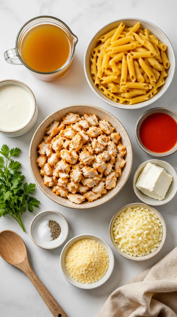 One-Pot Creamy Spicy Buffalo Chicken Pasta