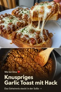 Open Face Garlic Toast Sloppy Joes auf einem Teller serviert