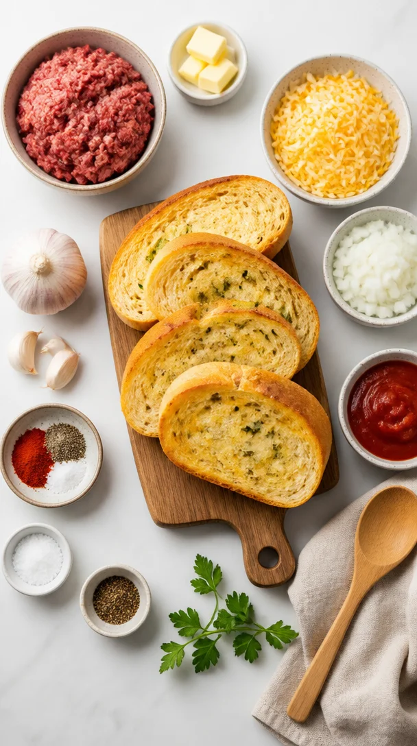 Open Face Garlic Toast Sloppy Joes