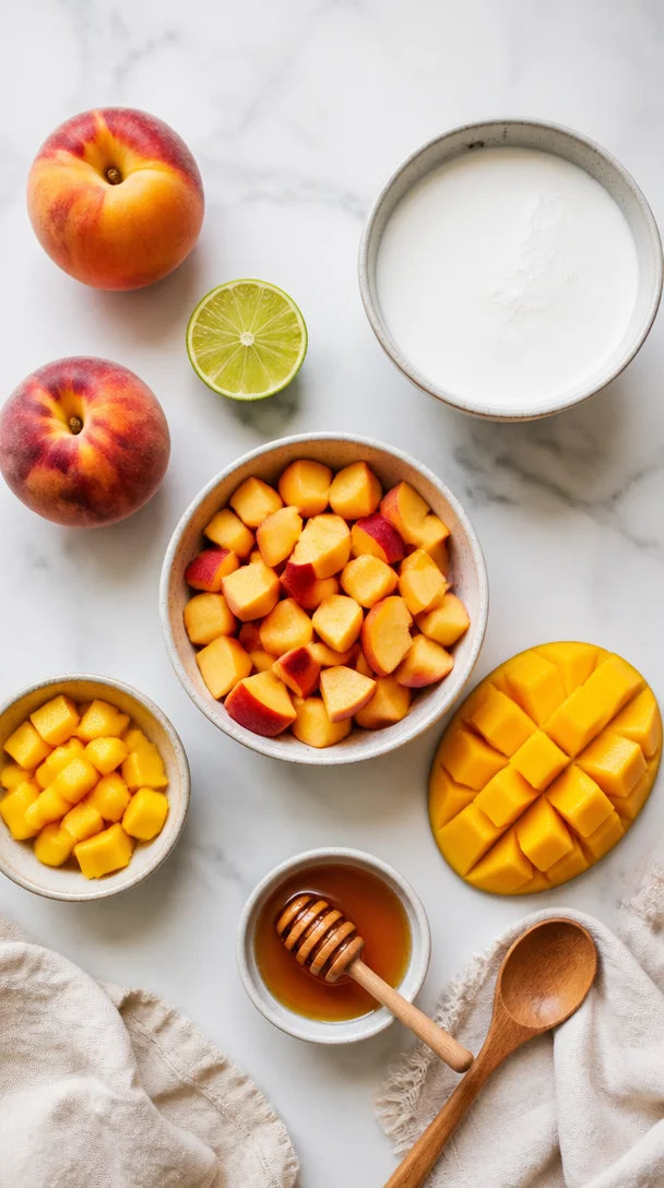 Pfirsich-Mango-Kokos-Popsicles