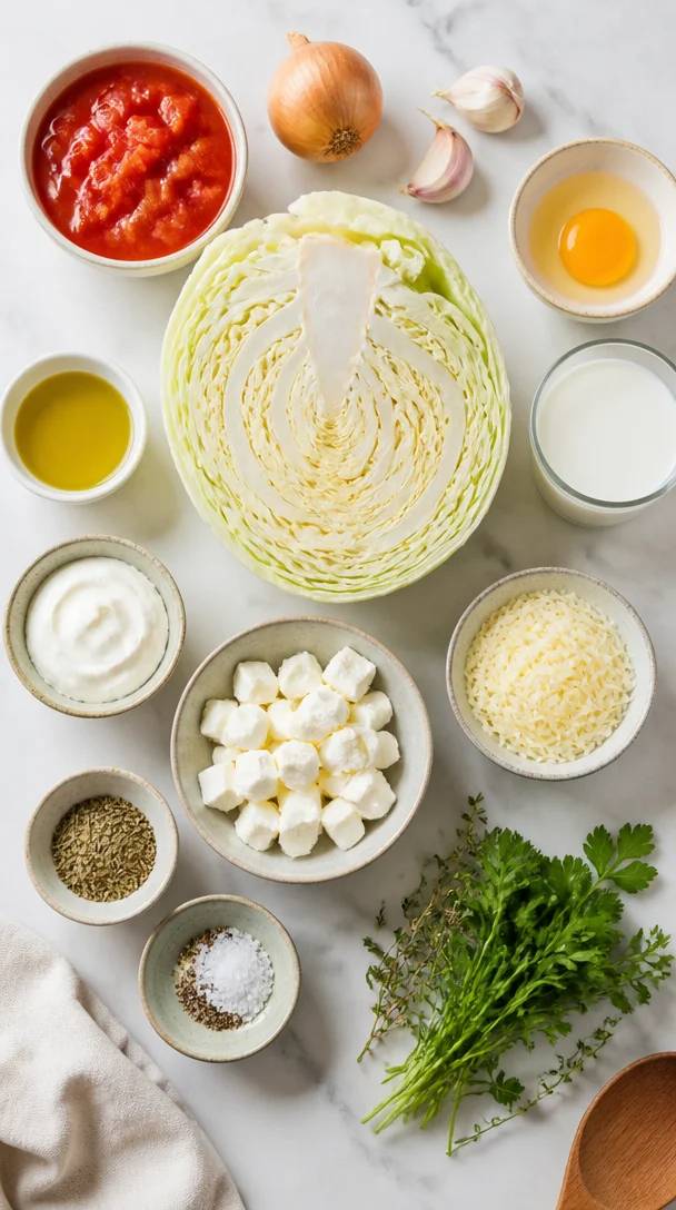 Vegetarischer Wei&szlig;kohlauflauf mit Schafsk&auml;se
