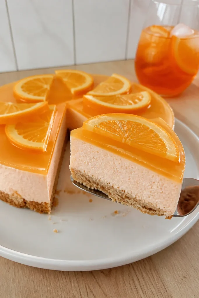 Aperol Spritz Torte mit frischem Obst und einer farbenfrohen Dekoration