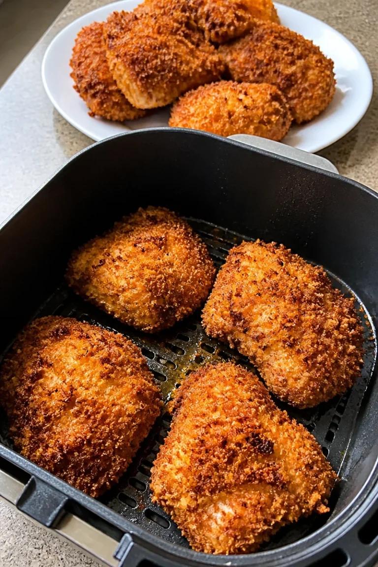 Deliciously cooked Air Fryer Hähnchen served on a plate with herbs.
