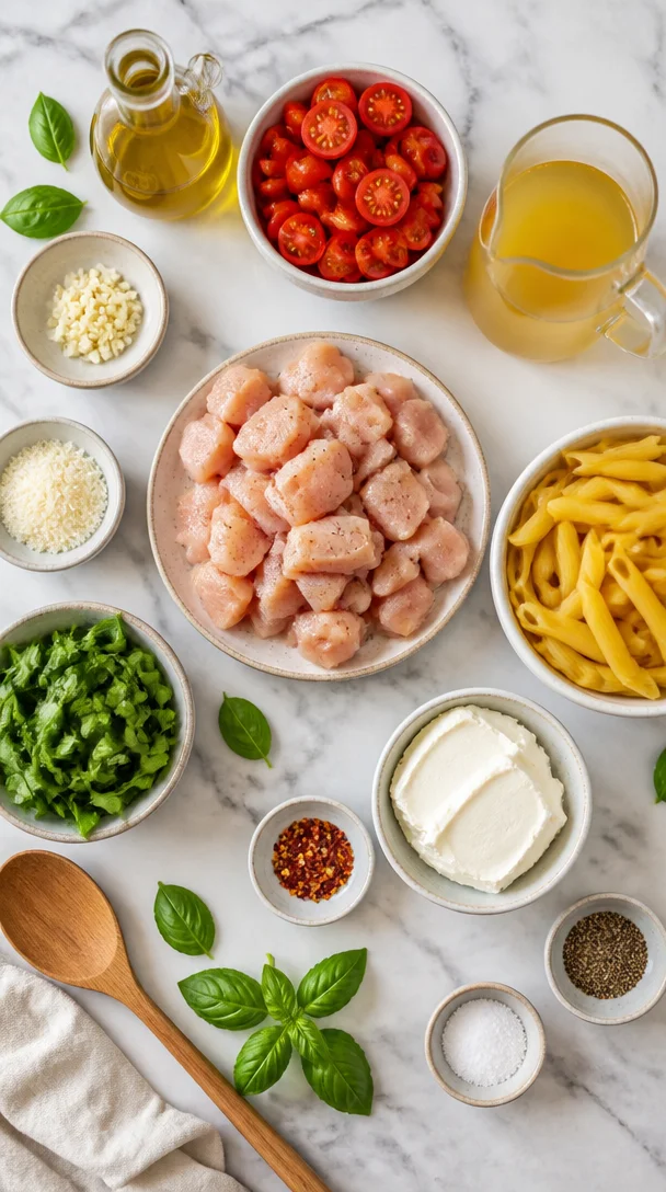 Creamy One-Pan Tomato Basil Chicken Pasta