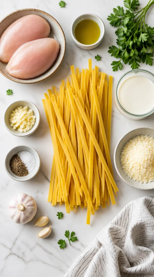 Cremige H&auml;hnchen-Alfredo-Nudeln