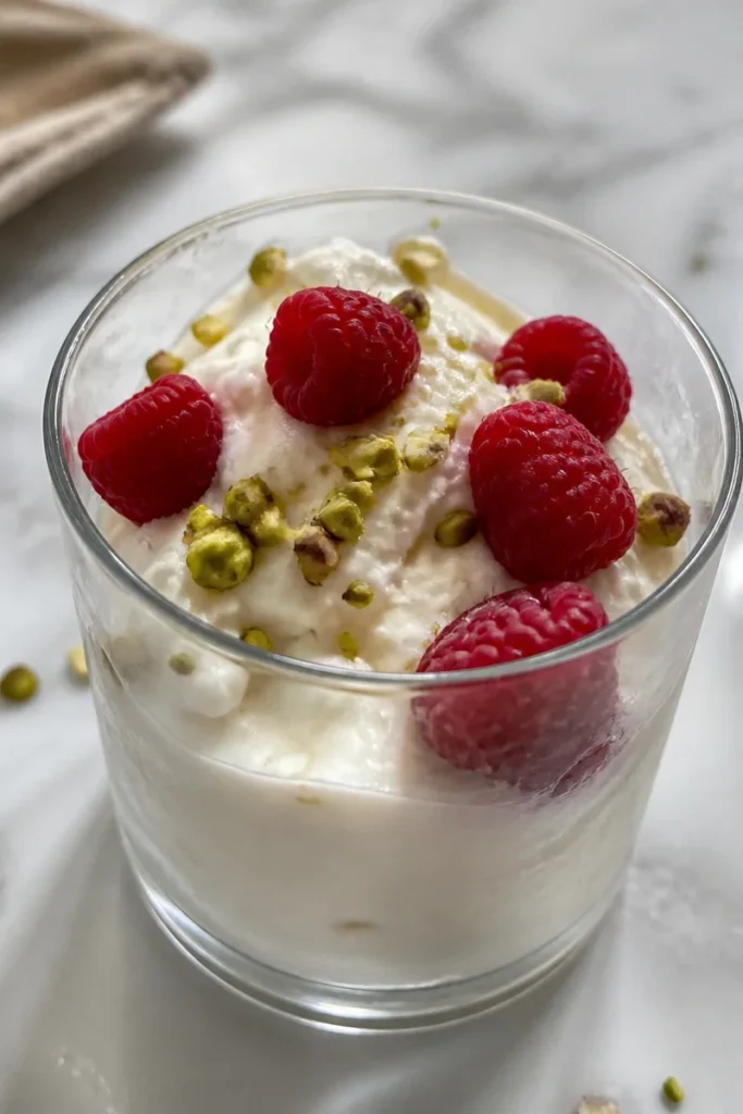Cremiger Frozen-Joghurt mit frischen Früchten und Toppings