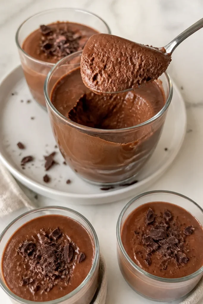 Leckere Schokoladenmousse in einer eleganten Dessertschale serviert.