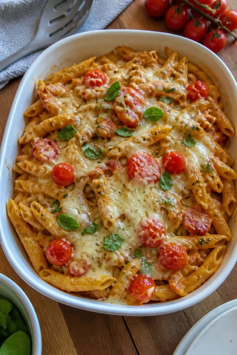 Eine köstliche One Pot Pasta in einem Topf zubereitet.