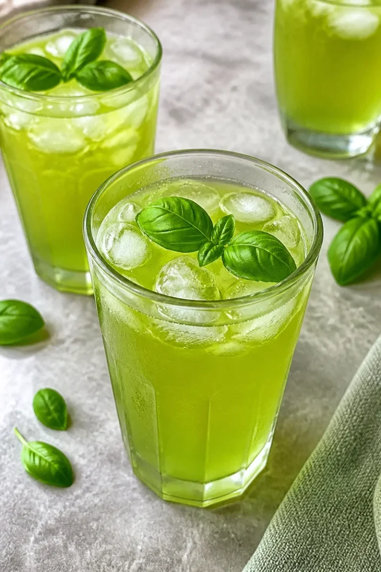 Glas mit gesunder Basilikum Limonade auf einem Tisch