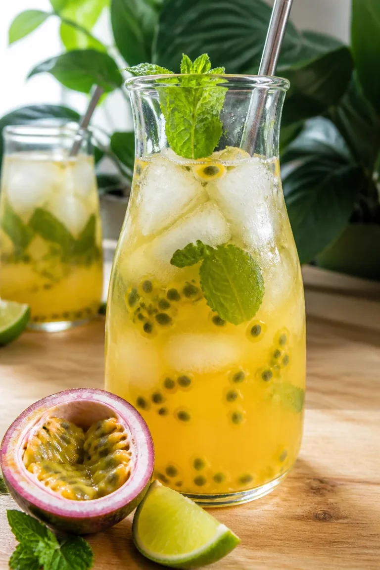 Erfrischende Maracuja Limonade in einem Glas auf einem Tisch