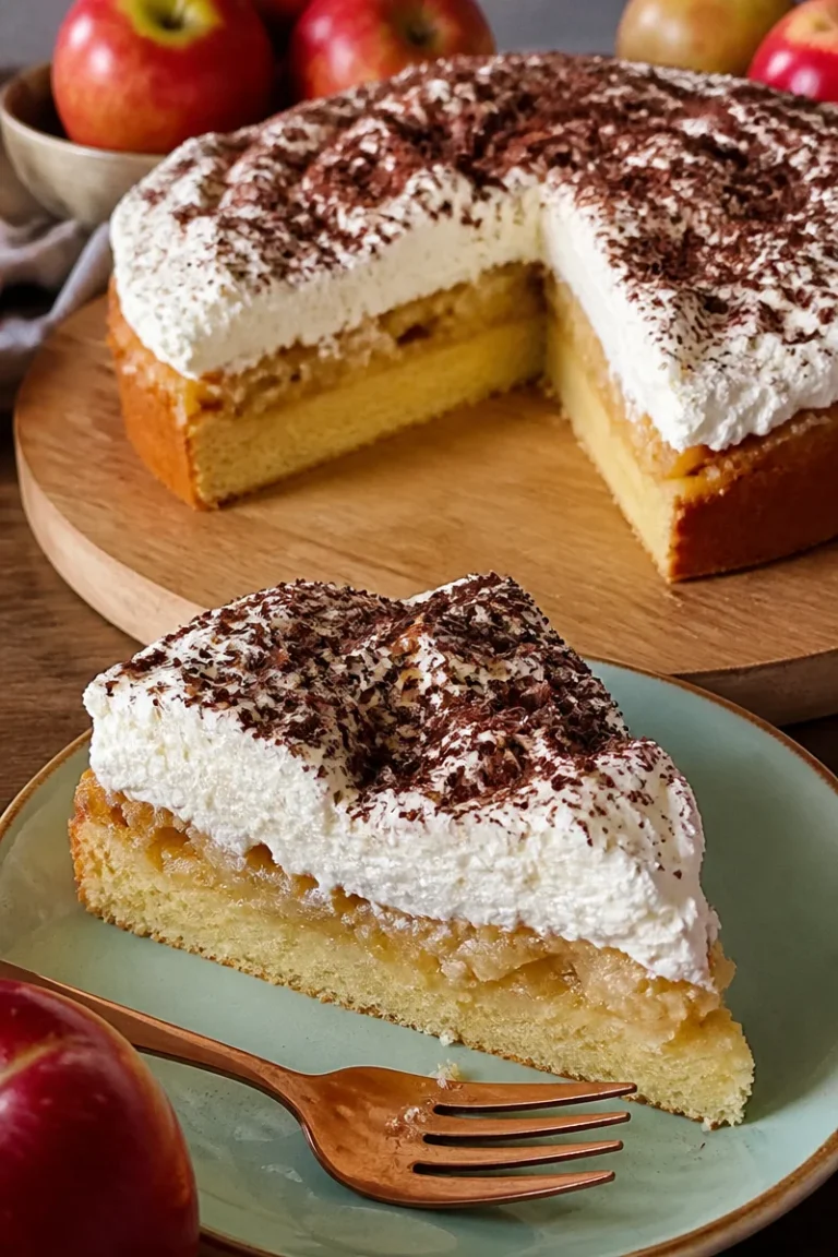 Schnappschuss einer schwedischen Apfeltorte auf einem hübschen Teller