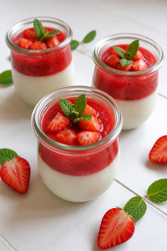 Erdbeer Panna Cotta im Glas, ein köstliches und frisches Dessert