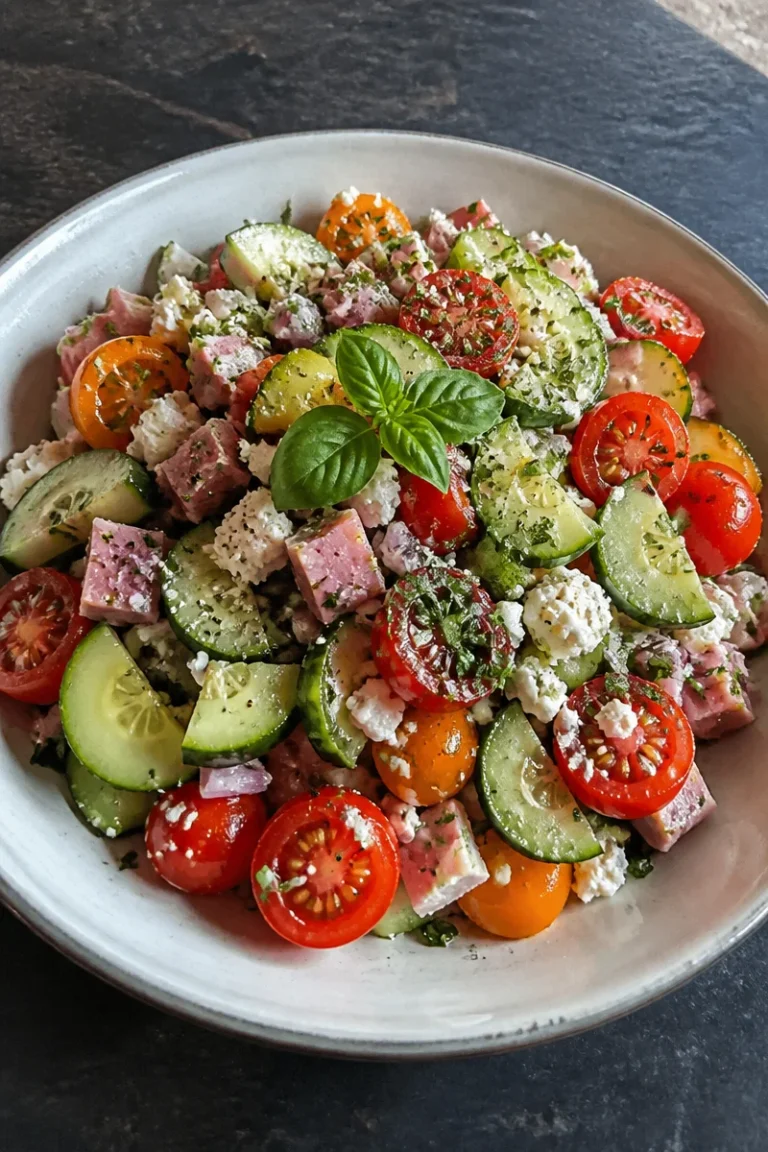 Erfrischender Gurkensalat mit Feta, Gurken und frischen Kräutern