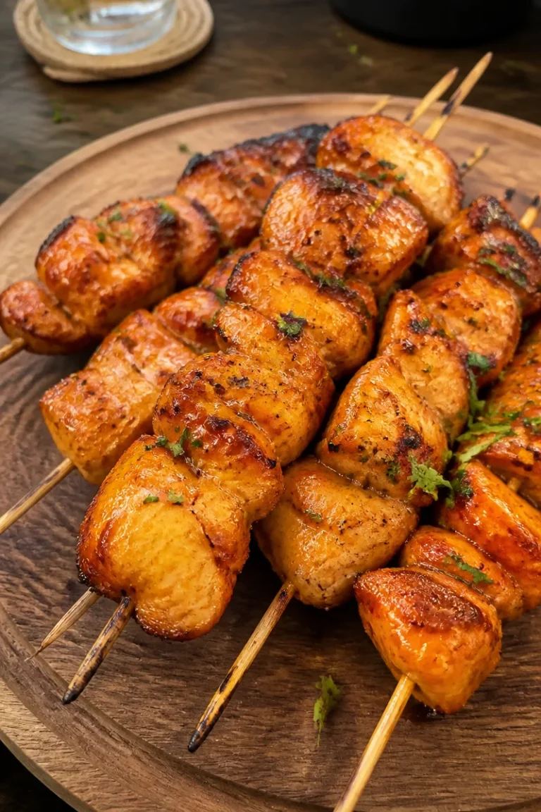 Leckere Hähnchenspieße frisch aus der Heißluftfritteuse