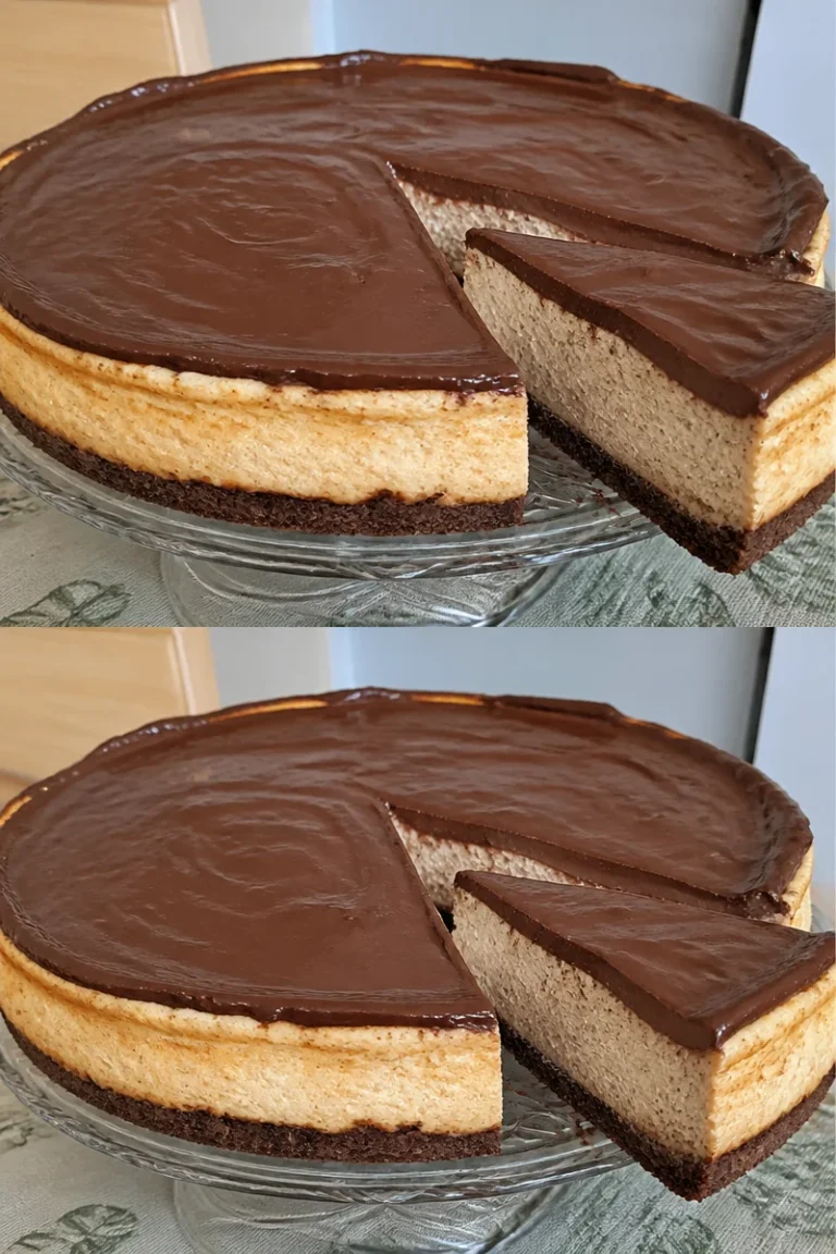 Käsekuchen mit Kokos und Nutella auf einem Teller