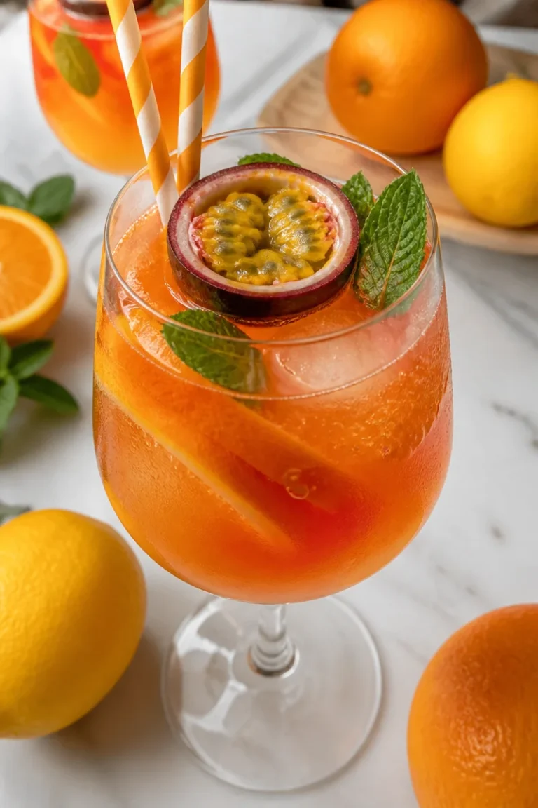 Ein erfrischender Maracuja Spritz Cocktail mit frischen Zutaten und einer tropischen Note.