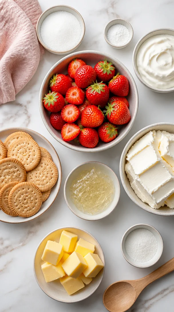No Bake Cheesecake mit Erdbeerspiegel