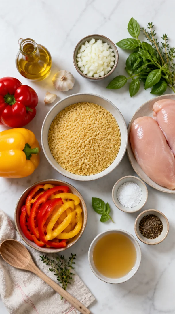 Orzo-Gericht mit H&auml;hnchen & Paprika