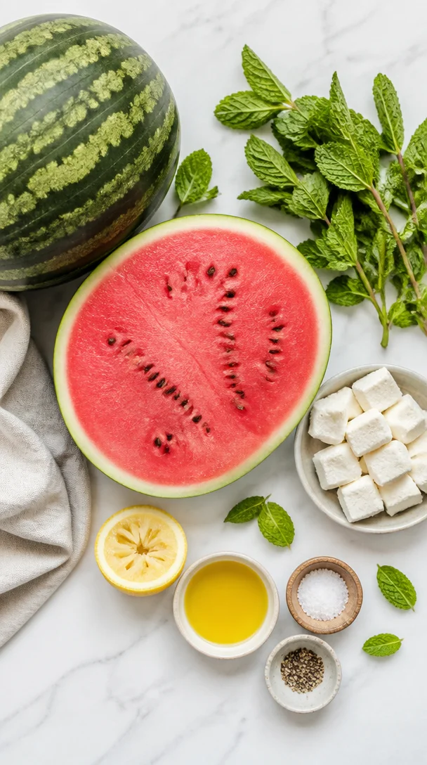Vegan Watermelon-Feta-Salat mit Minze