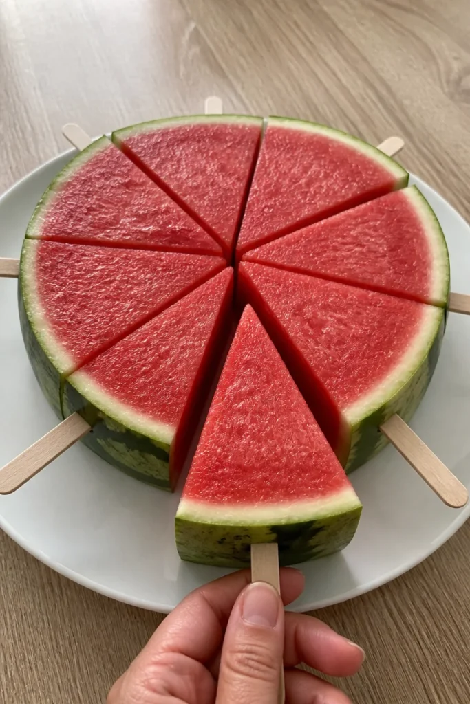 Leckeres Wassermelonen-Eis am Stiel für den Sommer